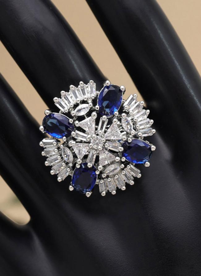   Blue Party Wear American Daimond Finger Ring