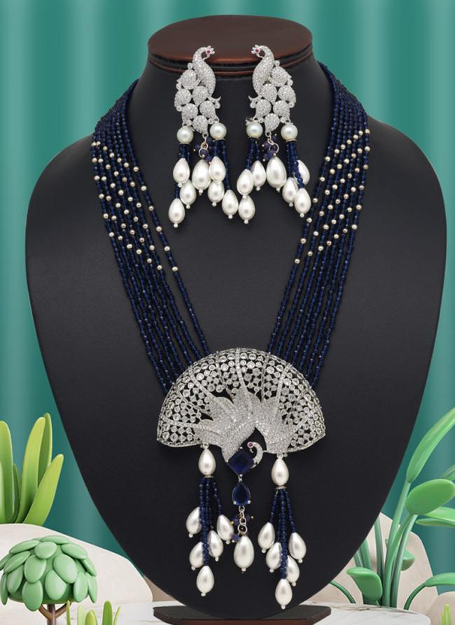   Blue Wedding Wear American Daimond Necklace Set