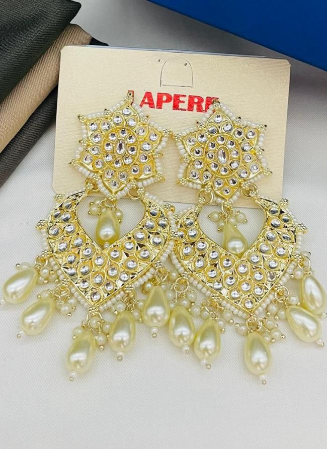   Wedding Wear  Golden Kundan Pearl Earrings