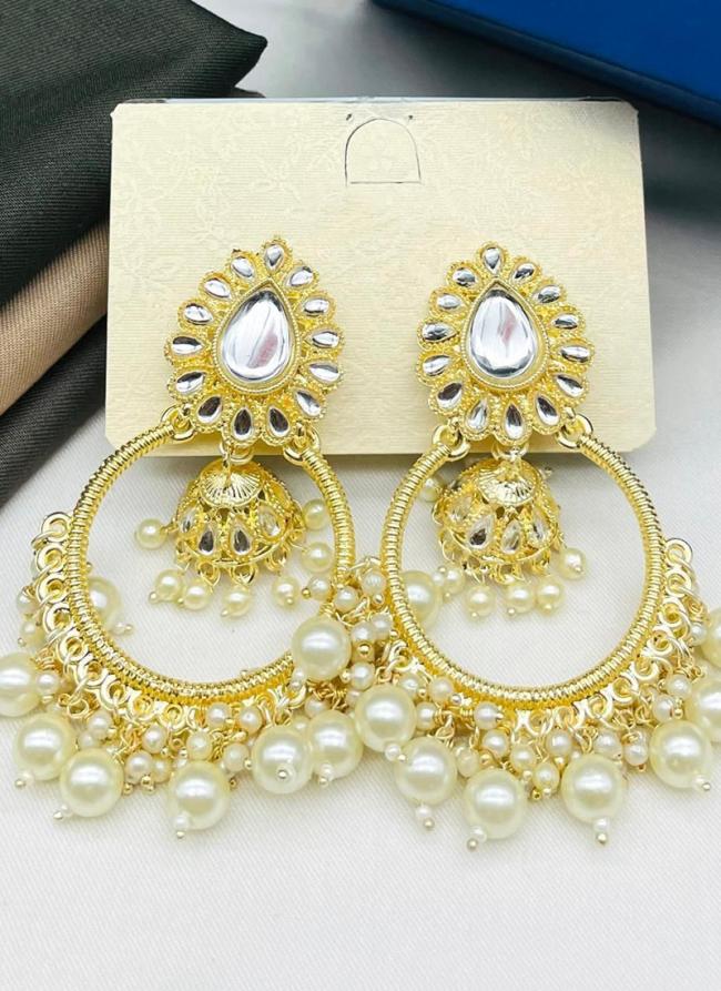   Wedding Wear  Golden Kundan Pearl Earrings