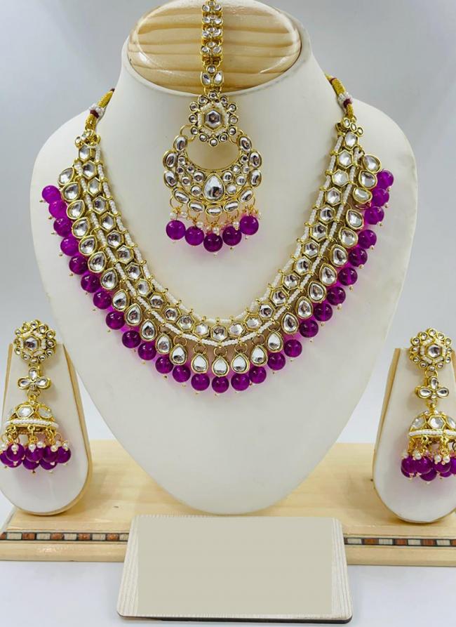   Festival Wear  Purple Color Gold Plated Necklace Set