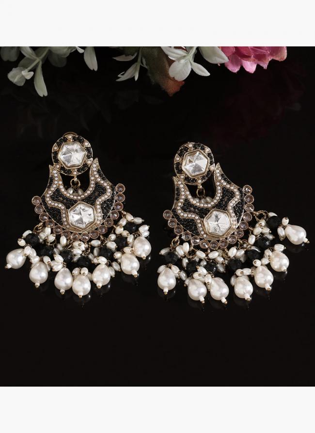   Eid Wear  Black Color Pakistani Kundan Earrings