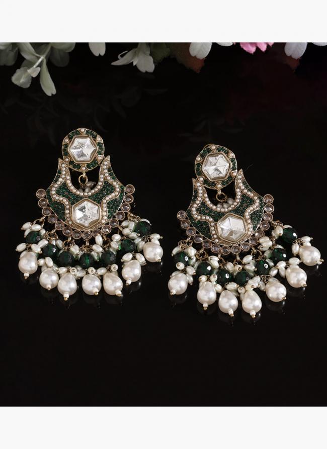   Eid Wear  Green Color Pakistani Kundan Earrings