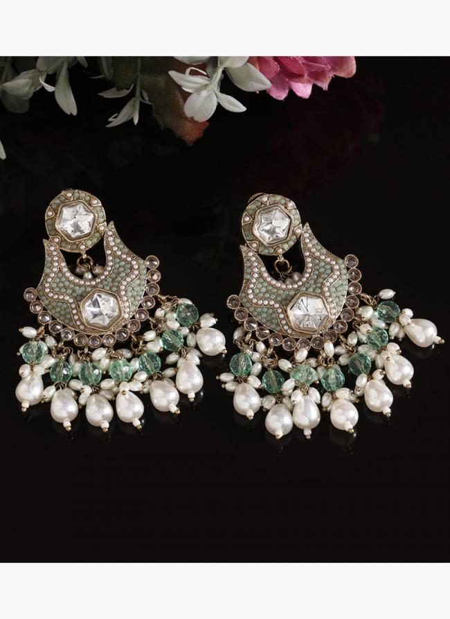   Eid Wear  Green Color Pakistani Kundan Earrings