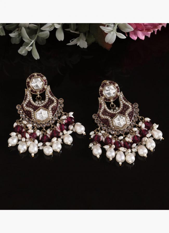   Eid Wear  Purple Color Pakistani Kundan Earrings