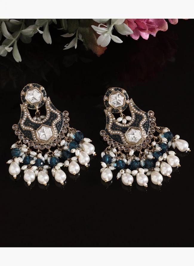   Eid Wear  Teal Color Pakistani Kundan Earrings