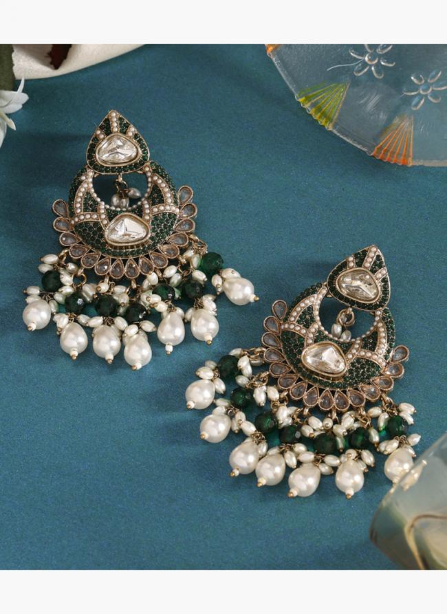   Eid Wear  Green Color Pakistani Kundan Earrings