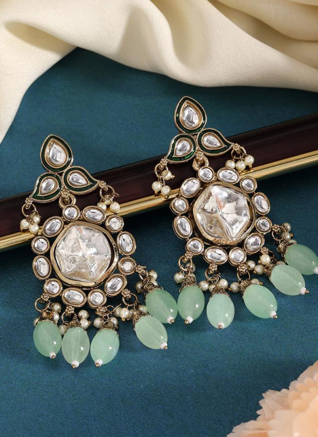   Festival Wear  Green Color Kundan Earrings