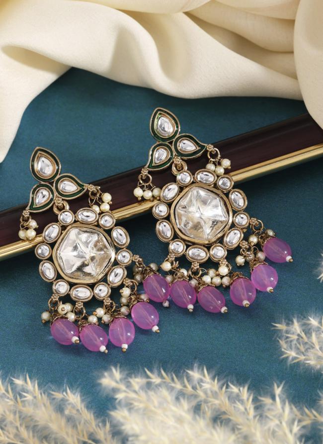   Festival Wear  Lavender Color Kundan Earrings