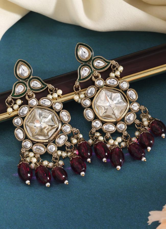   Festival Wear  Purple Color Kundan Earrings