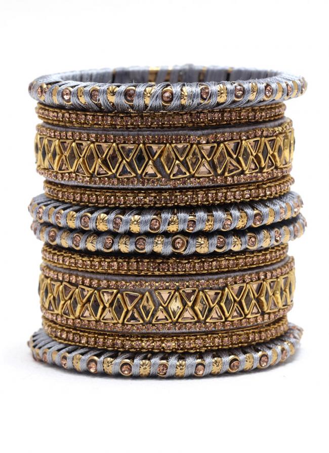   Wedding Wear  Grey Color Thread Bangle Set