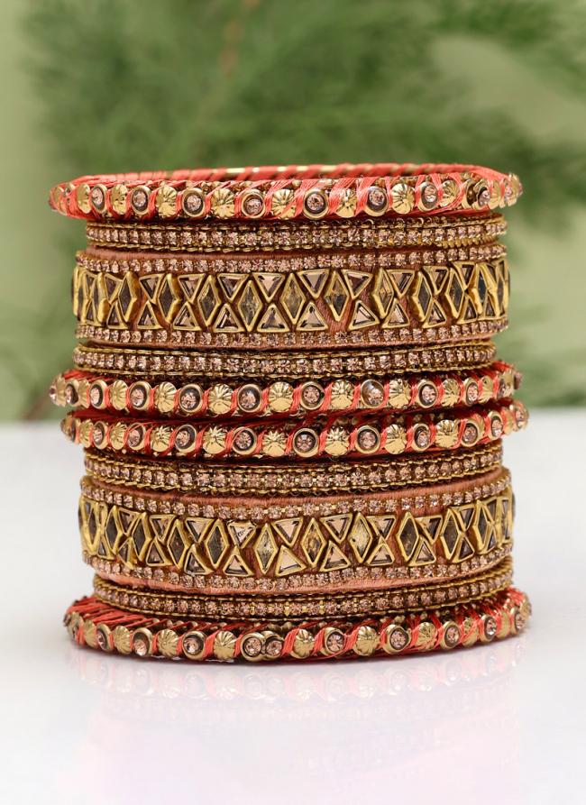   Wedding Wear  Peach Color Thread Bangle Set