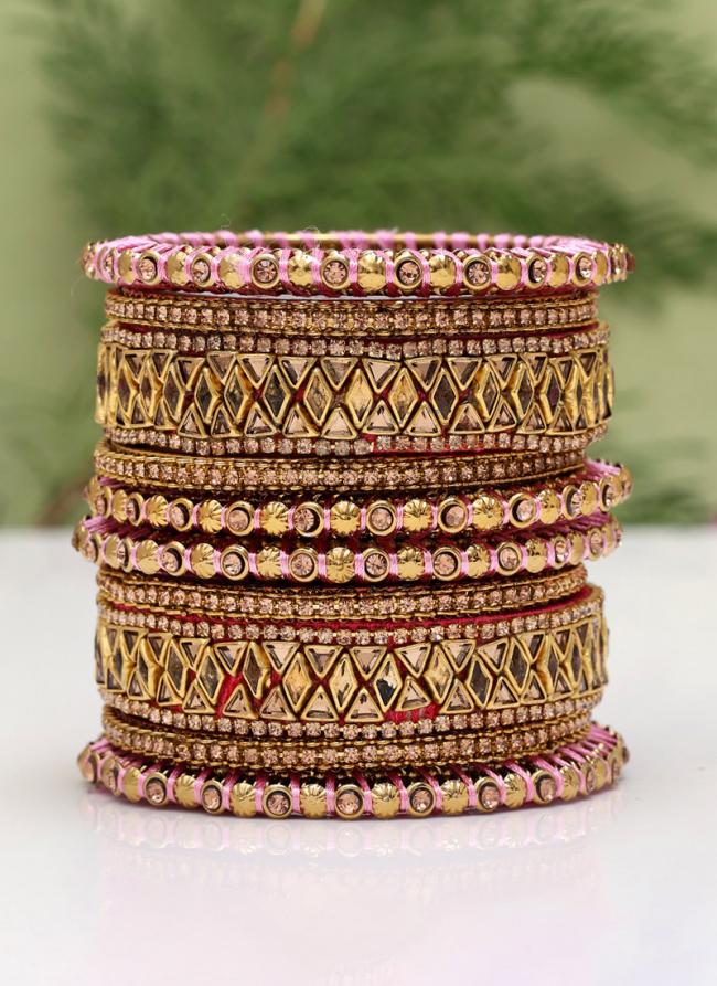   Wedding Wear  Pink Color Thread Bangle Set