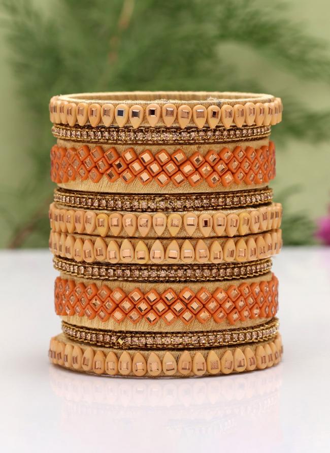   Wedding Wear  Cream Color Thread Bangle Set