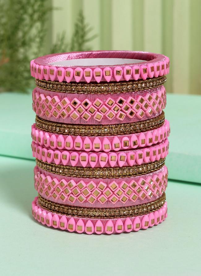   Wedding Wear  Pink Color Thread Bangle Set