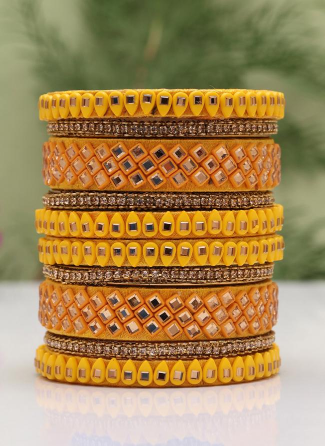   Wedding Wear  Yellow Color Thread Bangle Set