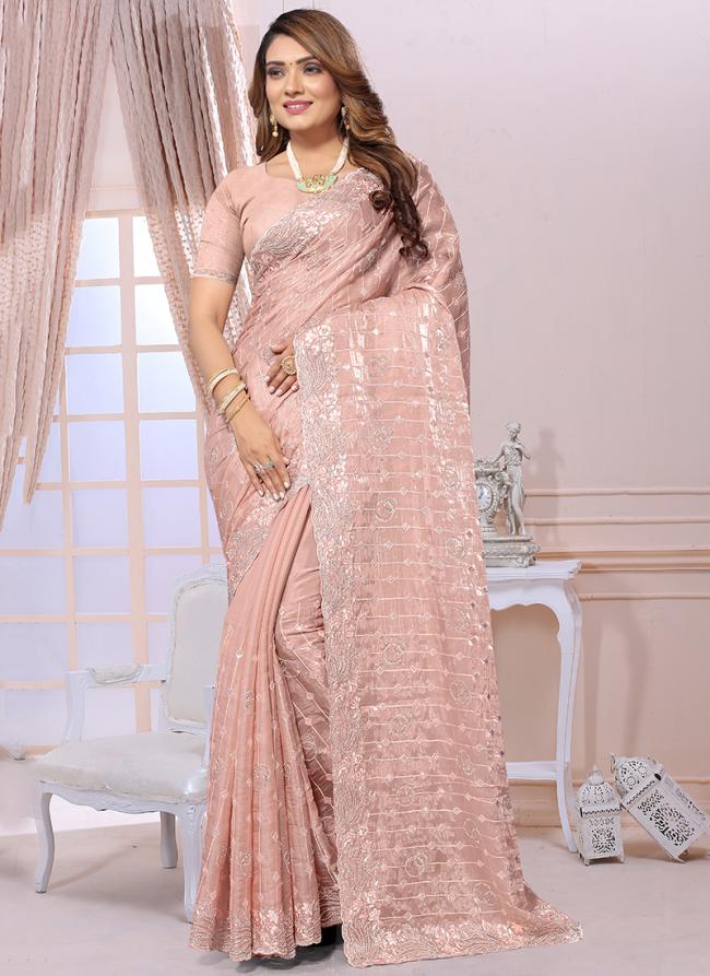 Pink Jimmy Choo Party Wear Sequence Work Saree