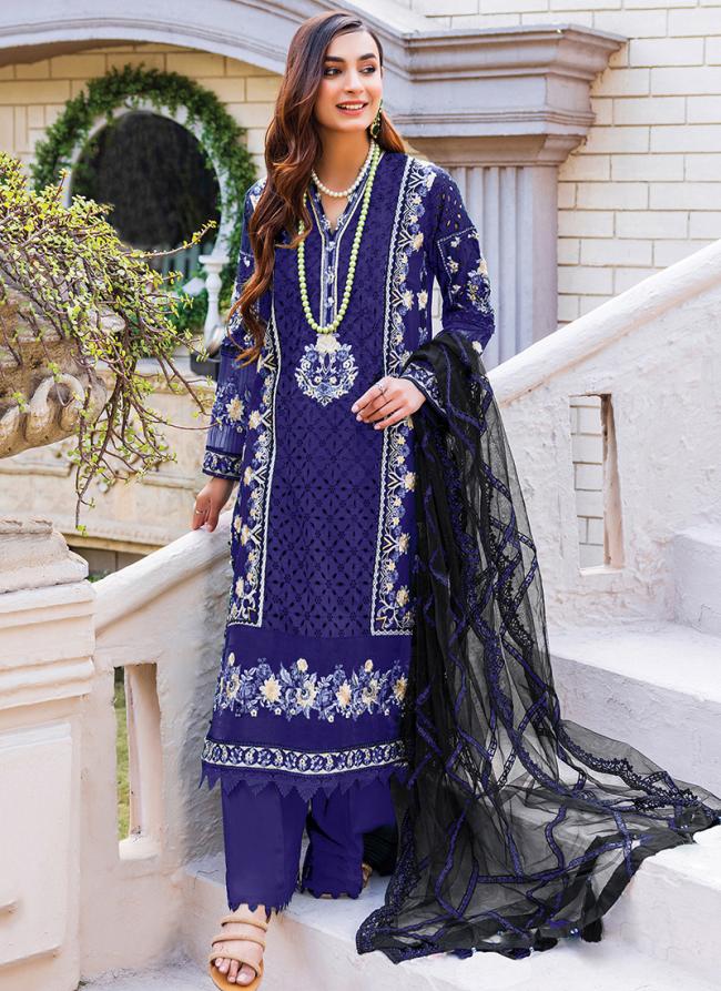 Blue Heavy Georgette Eid Wear Embroidery Work Pakistani Suit