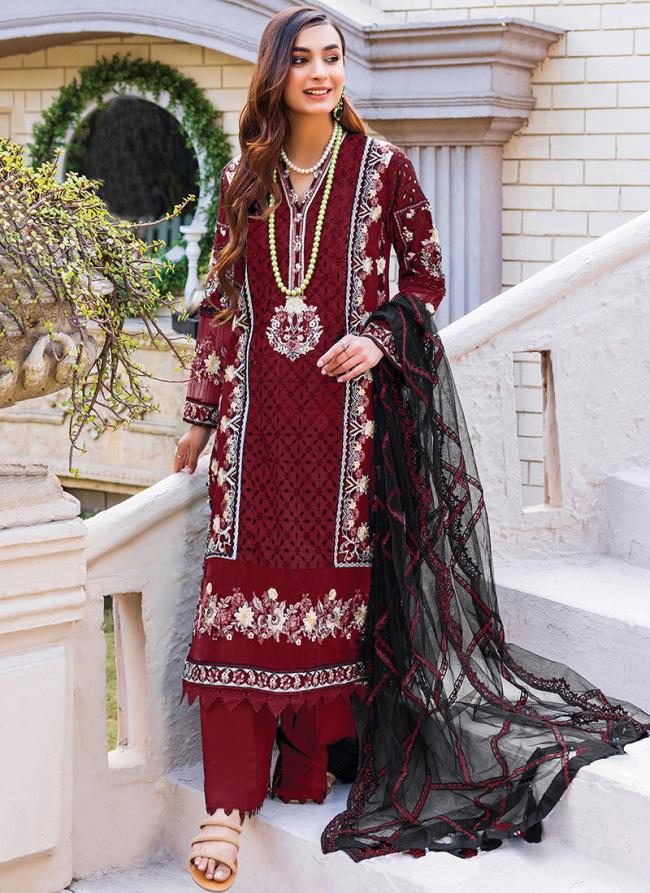 Maroon Heavy Georgette Eid Wear Embroidery Work Pakistani Suit