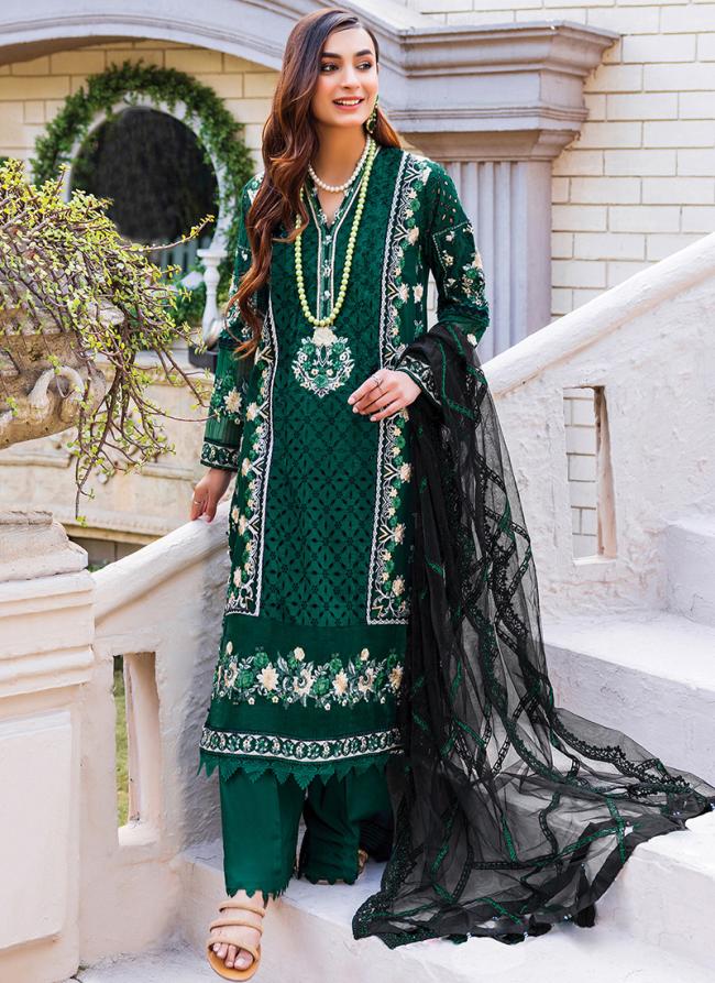 Rama Green Heavy Georgette Eid Wear Embroidery Work Pakistani Suit