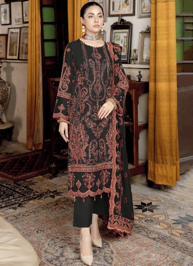 Black Heavy Faux Georgette Festival Wear Embroidery Work Pakistani Suit