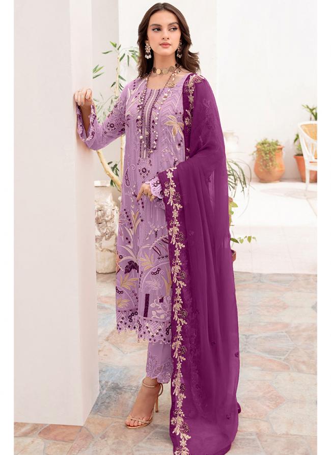 Purple Heavy Georgette Eid Wear Embroidery Work Pakistani Suit