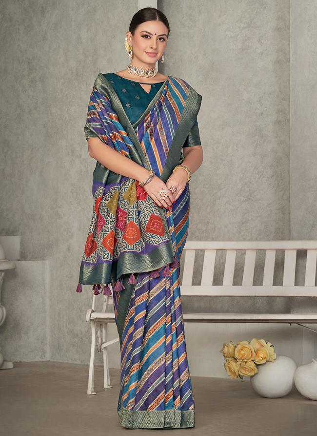 Blue Rangat Tussar Silk Party Wear Weaving saree