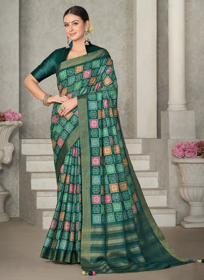 Rama Green Rangat Tussar Silk Party Wear Weaving saree