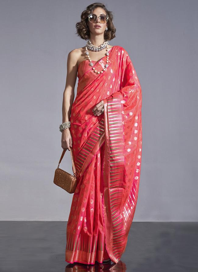 Pink Silk Party Wear Weaving Saree