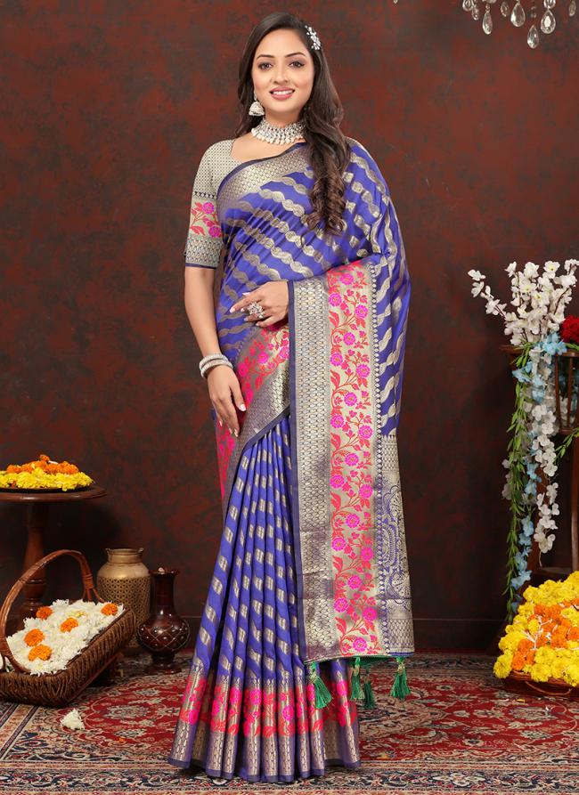 Blue Soft Silk Party Wear Weaving Saree