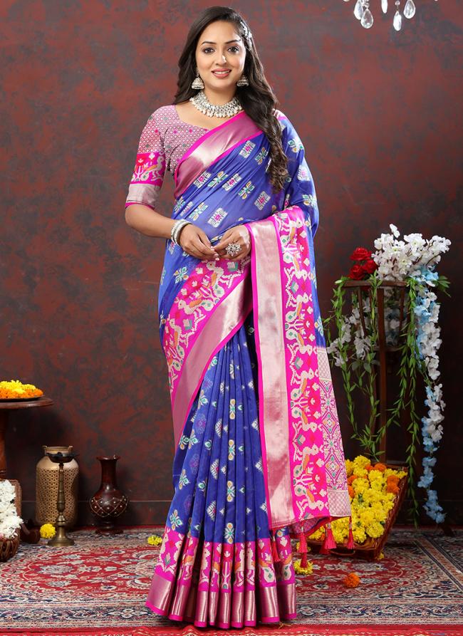 Blue Soft Silk Party Wear Weaving Saree