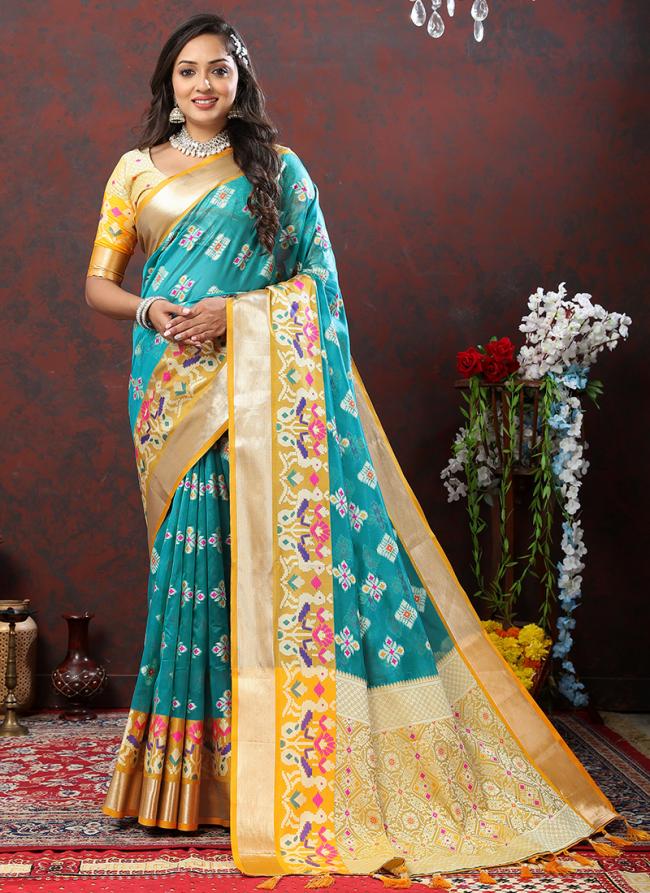 Sky Blue Soft Silk Party Wear Weaving Saree