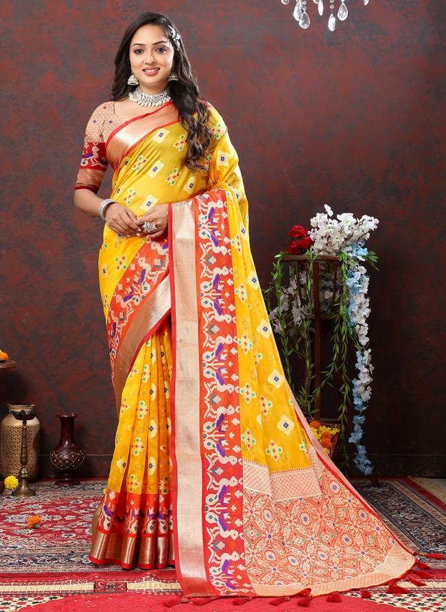 Yellow Soft Silk Party Wear Weaving Saree