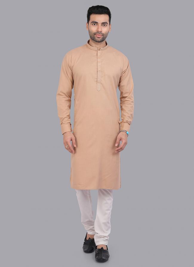 Brown Art Silk Party Wear Thread Work Readymade Mens Kurta Pajama