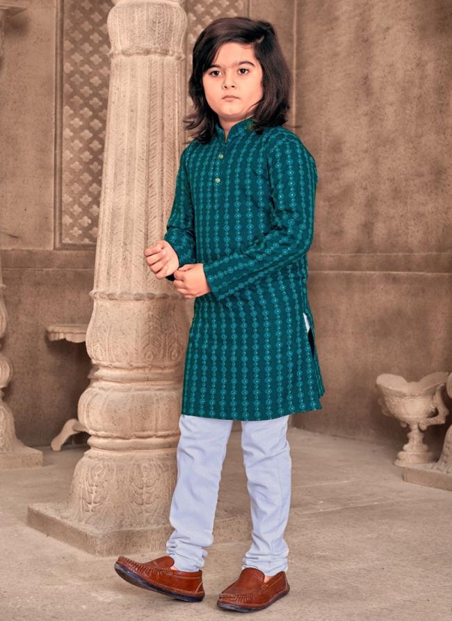 Morpeach Cotton Wedding Wear Foil Print Readymade Kids Wear Kurta Pyjama