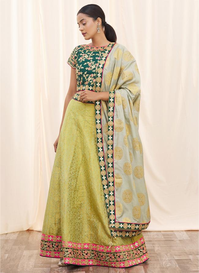 Green Silk Wedding Wear Embroidery Work Lehenga Choli