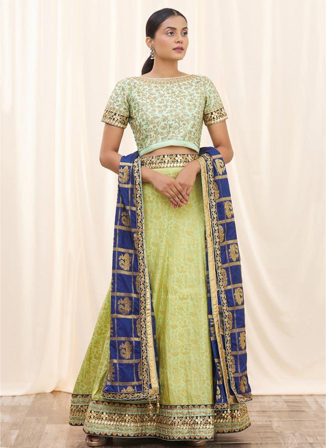 Light Green Silk Wedding Wear Embroidery Work Lehenga Choli