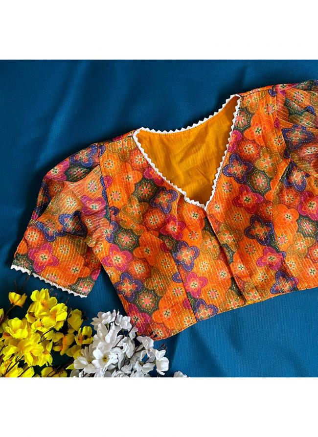 Light Orange Georgette Traditional Wear Sequence Work Readymade Blouse