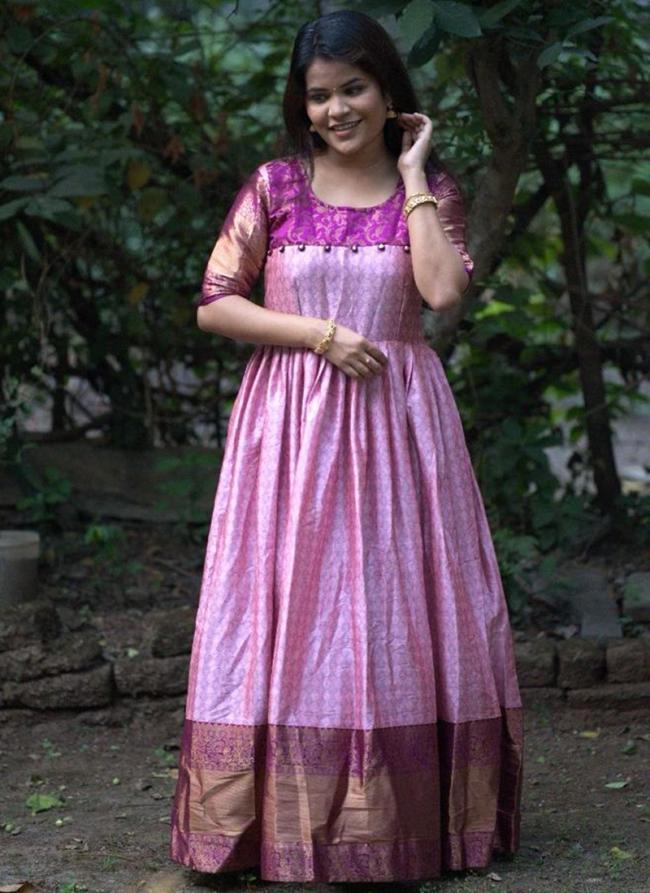 Purple Soft Kanchivaram Silk Wedding Wear Weaving Gown