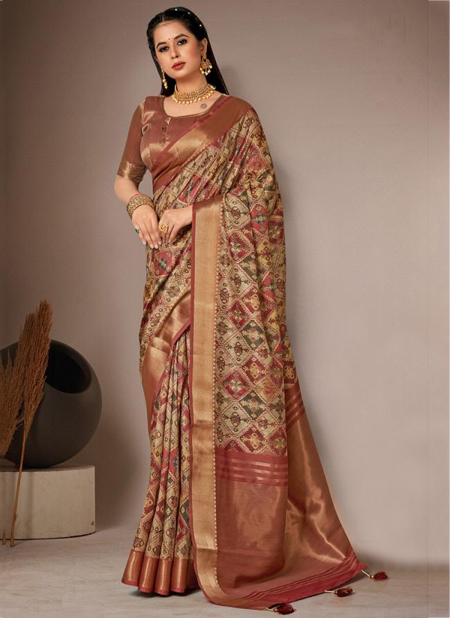 Dark Pink Bhagalpuri Silk Traditional Wear Digital Printed Saree
