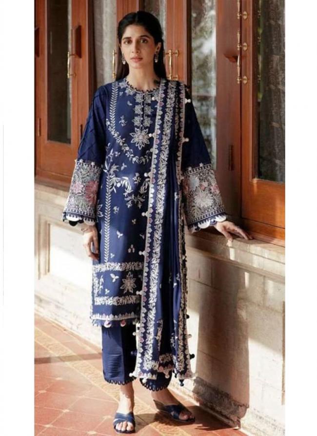 Blue Georgette Party Wear Embroidery Work Designer Pakistani Suit