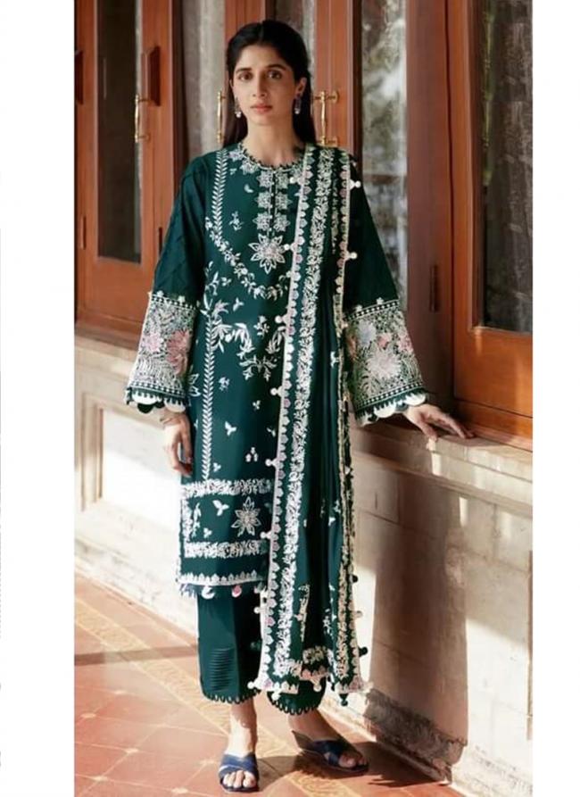 Green Georgette Party Wear Embroidery Work Designer Pakistani Suit