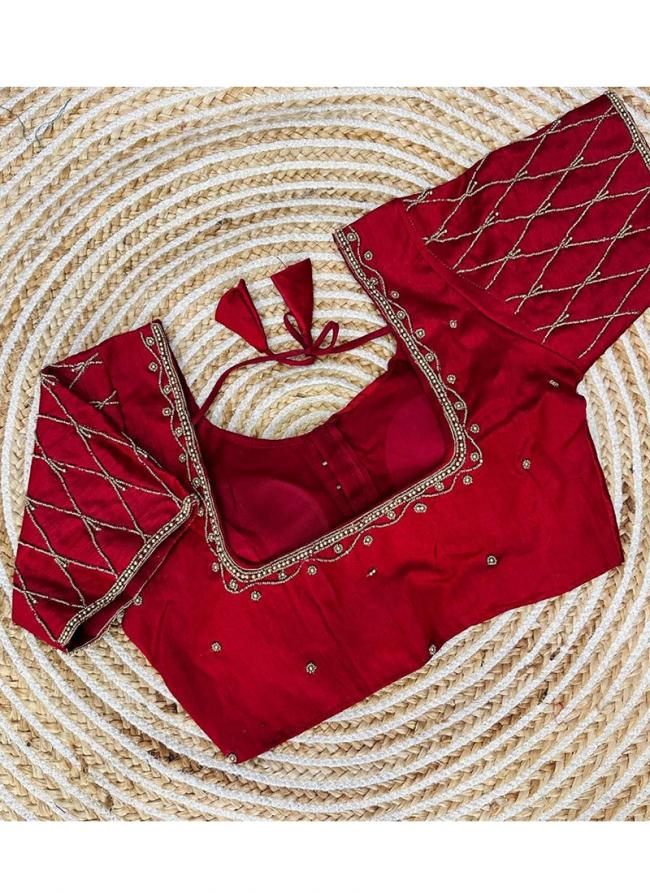 Maroon Buberry Silk Traditional Wear Handwork Readymade Blouse
