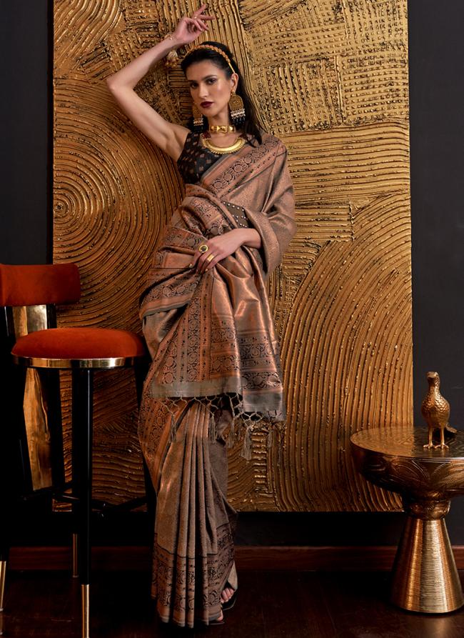 Brown Silk Festival Wear Weaving Saree