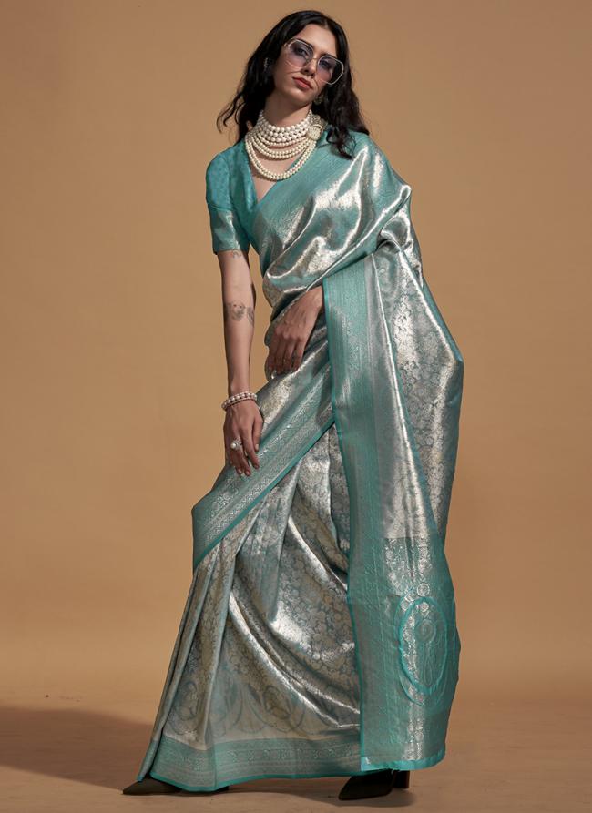 Firozi Silk Festival Wear Kanjeevaram Saree