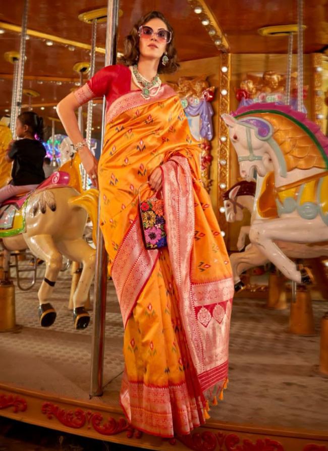 Yellow Silk Wedding Wear Weaving Saree