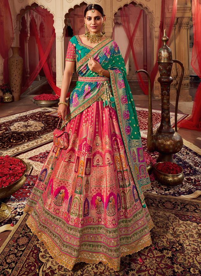 Sky Blue Banarasi Silk Wedding Wear Embroidery Work Lehenga Choli