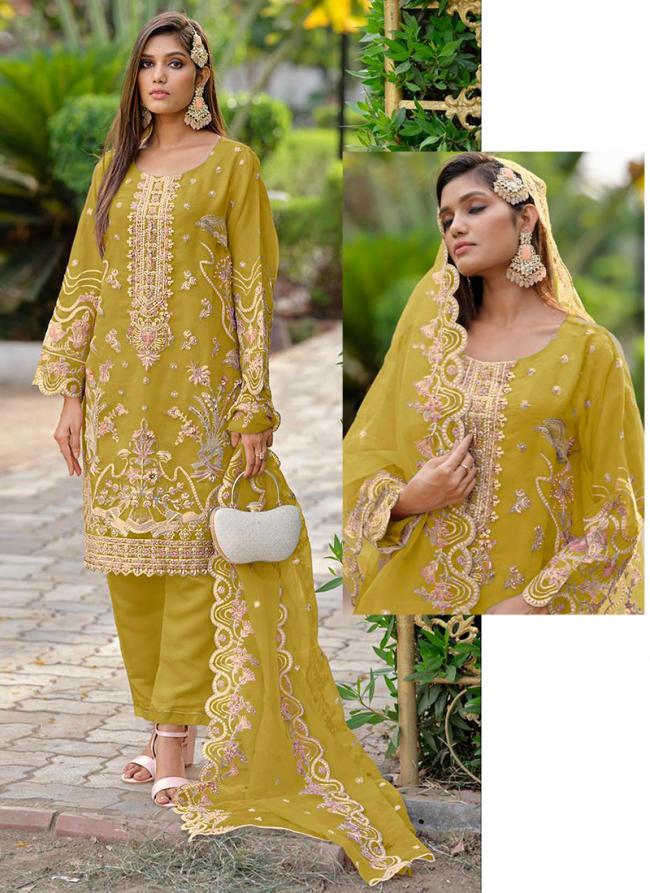 Green Organza Party Wear Embroidery Work Readymade Pakistani Suit