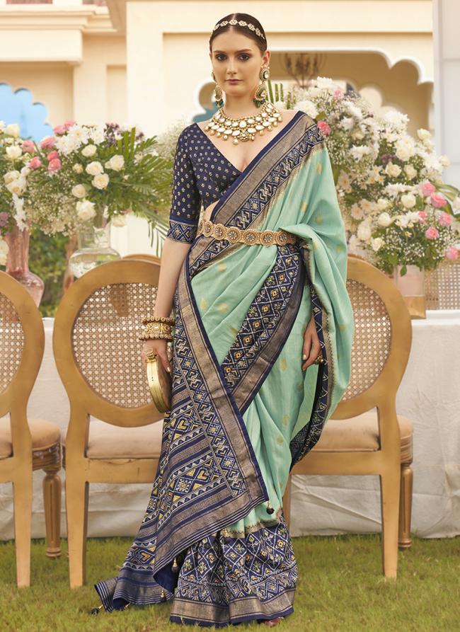 Indigo Blue Mecerized Silk Sigma Wedding Wear Zari Work Saree
