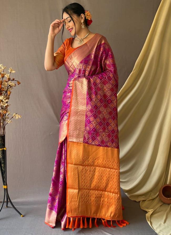 Purple Patola Silk Party Wear Weaving Saree